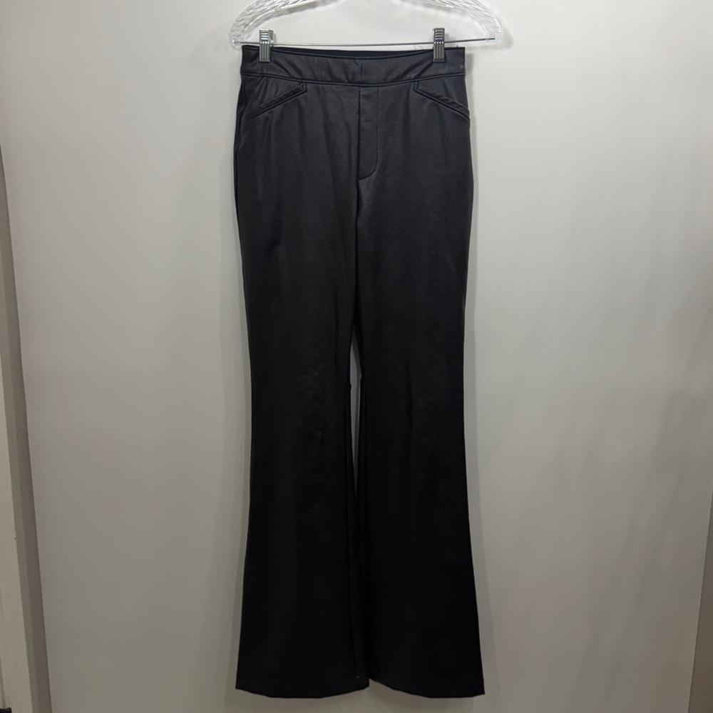 Spanx Black Faux leather flare pants size medium